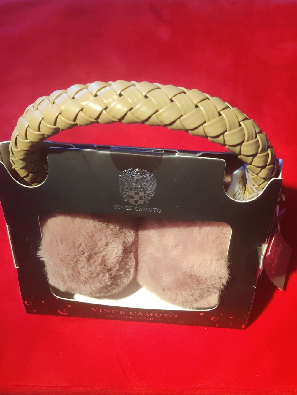 Vince Camuto Women's Taupe Faux Fur Ear Muffs with Braided Headband